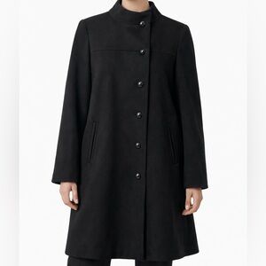 Talbots Vintage Wool Classic Black Mock Neck Contemporary Trench Coat USA